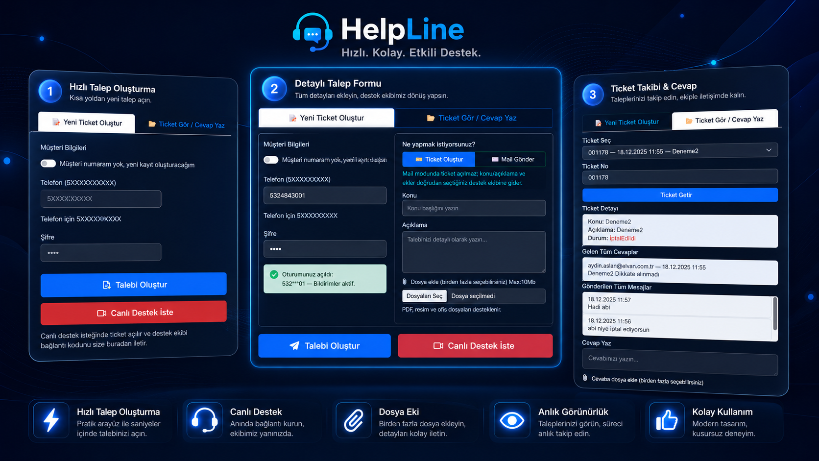 HelpLine Talep Oluşturma ve Ticket Takibi